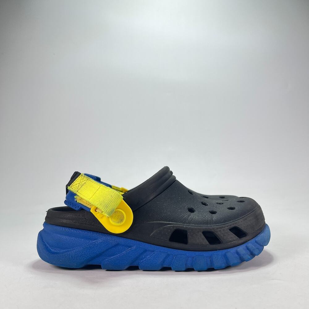 Crocs Duet Max II Clogs Black Blue Comfort Adjustable Strap Sandals Youth Size 2